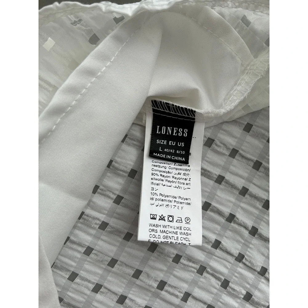 Loness White Ruffle Flutter Sleeve Babydoll Blouse Large Cottagecore